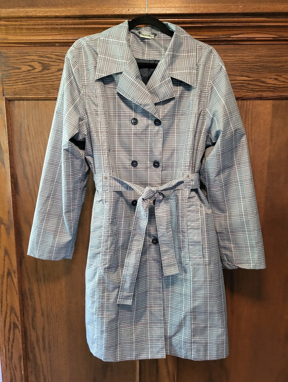Blue Motion Plaid Double-Breasted Rain Coat with Matching Hat!
